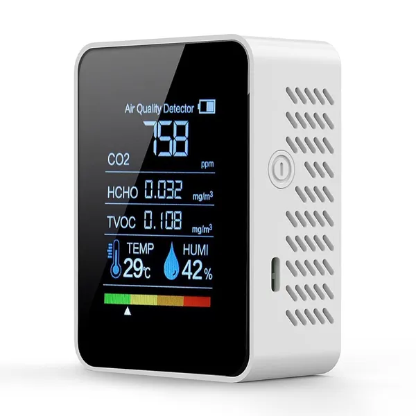 White_Professional_Indoor_Air_Quality_Monitor,_5_In_1_Portable_Air_Quality_Tester_For_Co2_TVOC_HCHO_Temp_Hum_For_Home_Cars_Plants_And_Pets_So_On_White
