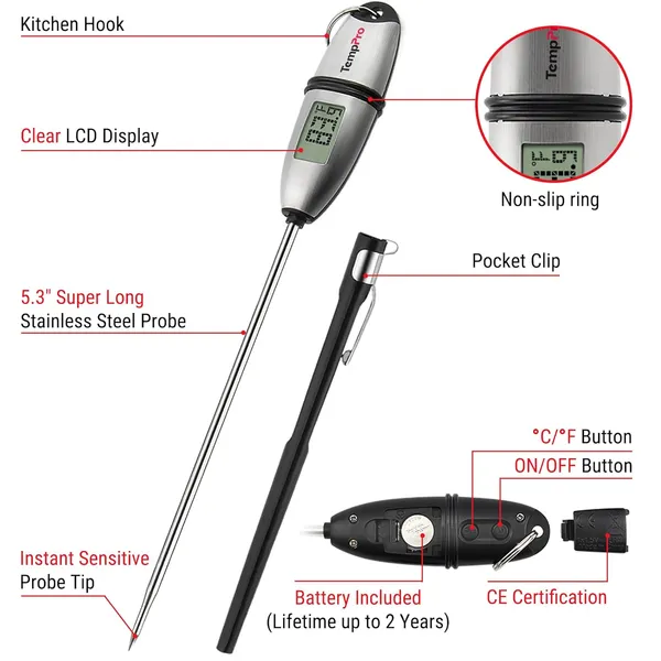 Silver_Tp-02S_Instant_Read_Meat_Thermometer_Digital_Cooking_Food_Thermometer_With_Super_Long_Probe_For_Grill_Candy_Kitchen_Bbq_Smoker_Oven_Oil_Milk_Yogurt_Temperature,_Stainless_Steel
