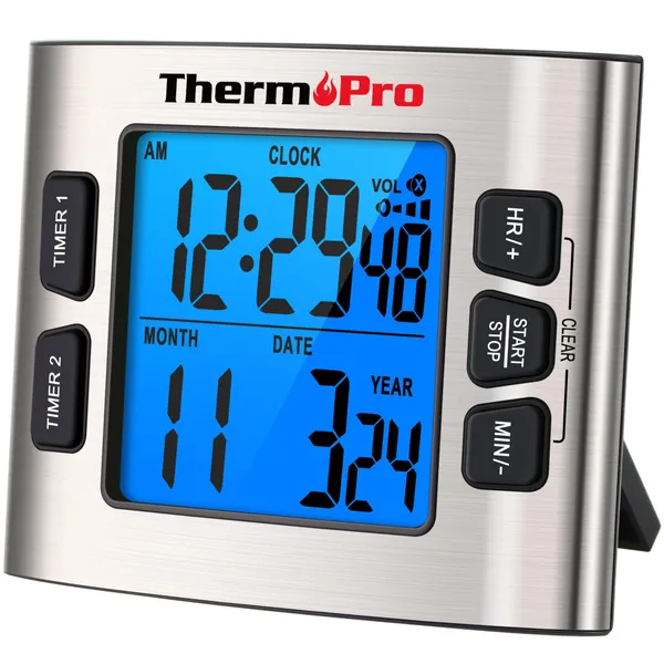 Silver_Tm02_Digital_Kitchen_Timer_With_Dual_Countdown_Stop_Watches,_Magnetic_Clock,_Adjustable_Loud_Alarm,_Backlight_Lcd_Big_Digits,_24_Hour_For_Kids_Teachers