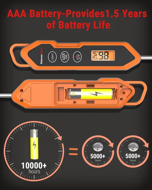 Orange_Tp15H_Digital_Thermometer_Waterproof_Thermometer_With_Long_Probe_Instant_Read_Thermometer_With_Calibration