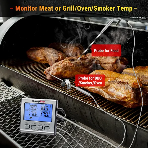 Silver_Tp-17_Dual_Probe_Digital_Cooking_Meat_Large_Lcd_Backlight_Food_Grill_Thermometer_With_Timer_Mode_For_Smoker_Kitchen_Oven_Bbq,_Silver