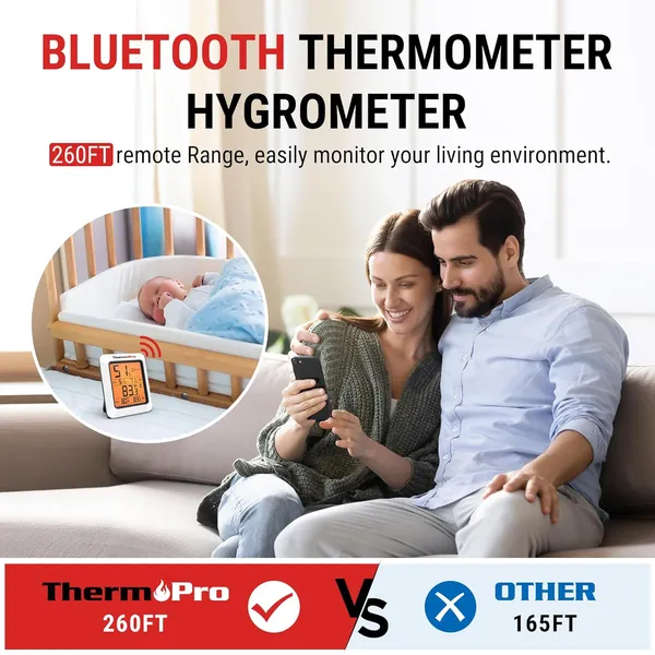 White_Hygrometer_Thermometer_For_House_Tp350,_Bluetooth_Greenhouse_Thermometer_Humidity_Meter_Up_To_260Ft,_Backlit_Room_Indoor_Thermometer_Humidity_Sensor_With_2-Year_Data_Export
