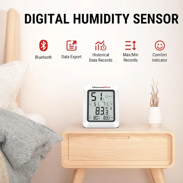 White_Hygrometer_Thermometer_For_House_Tp350,_Bluetooth_Greenhouse_Thermometer_Humidity_Meter_Up_To_260Ft,_Backlit_Room_Indoor_Thermometer_Humidity_Sensor_With_2-Year_Data_Export