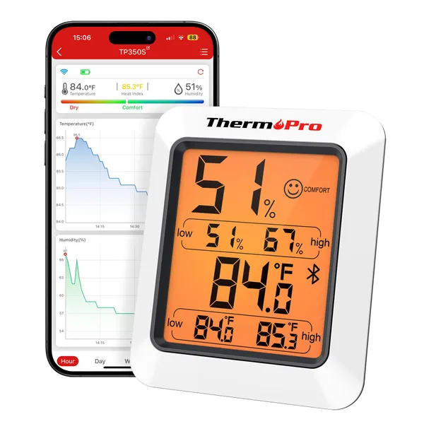 White_Hygrometer_Thermometer_For_House_Tp350,_Bluetooth_Greenhouse_Thermometer_Humidity_Meter_Up_To_260Ft,_Backlit_Room_Indoor_Thermometer_Humidity_Sensor_With_2-Year_Data_Export