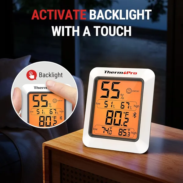 White_Hygrometer_Thermometer_For_House_Tp350,_Bluetooth_Greenhouse_Thermometer_Humidity_Meter_Up_To_260Ft,_Backlit_Room_Indoor_Thermometer_Humidity_Sensor_With_2-Year_Data_Export