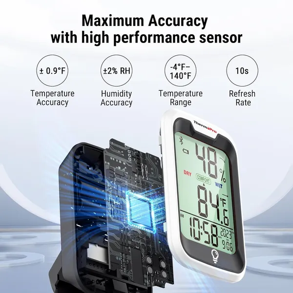 Orange_Tp358_Bluetooth_Thermometer_For_Room_Temperature_With_Built-In_Clock,_Smart_Temperature_Sensor_And_Humidity_Meter_With_Backlit,_260Ft_Hygrometer_Indoor_Thermometer_For_Home_Greenhouse