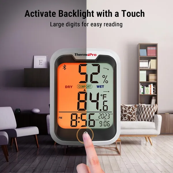 Orange_Tp358_Bluetooth_Thermometer_For_Room_Temperature_With_Built-In_Clock,_Smart_Temperature_Sensor_And_Humidity_Meter_With_Backlit,_260Ft_Hygrometer_Indoor_Thermometer_For_Home_Greenhouse