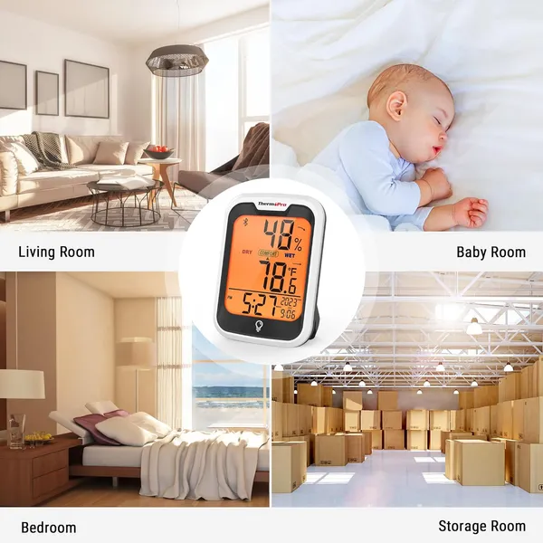 Orange_Tp358_Bluetooth_Thermometer_For_Room_Temperature_With_Built-In_Clock,_Smart_Temperature_Sensor_And_Humidity_Meter_With_Backlit,_260Ft_Hygrometer_Indoor_Thermometer_For_Home_Greenhouse