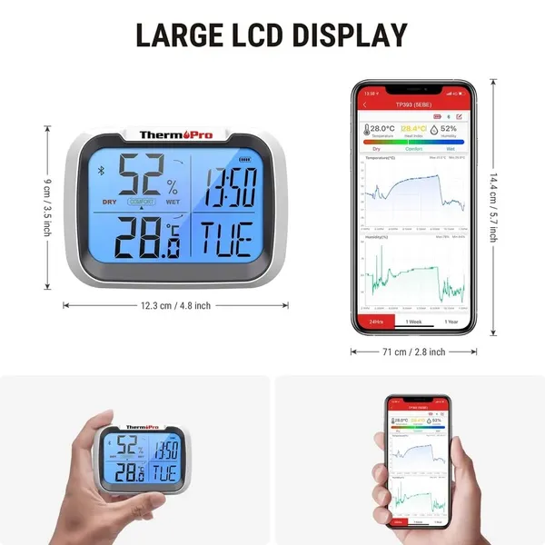 White_Smart_Hygrometer_Thermometer_Hygrometer_For_Home_Bluetooth_Hygrometer_Thermometer_Range_To_260Ft_Via_Smart_App_Datalogging_And_Data_Downloading_In_Csv_Format_With_Date_Time