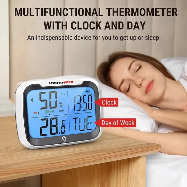 White_Smart_Hygrometer_Thermometer_Hygrometer_For_Home_Bluetooth_Hygrometer_Thermometer_Range_To_260Ft_Via_Smart_App_Datalogging_And_Data_Downloading_In_Csv_Format_With_Date_Time