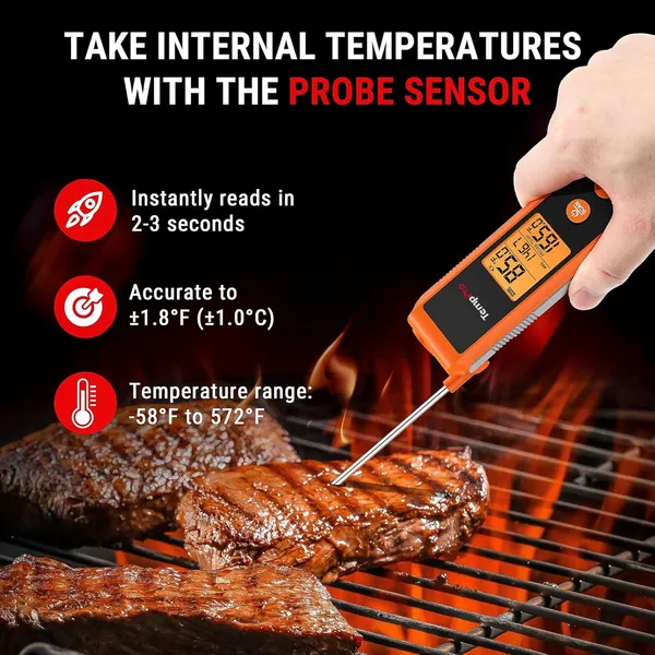 Orange_Tp420_2-In-1_Instant_Read_Thermometer_For_Cooking,_Infrared_Thermometer_Cooking_Thermometer_With_Meat_Probe,_Non-Contact_Laser_Meat_Thermometer_For_Griddle_Grill_Pizza_Oven_Hvac_Pool