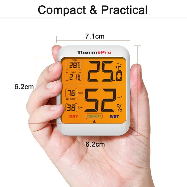 White_Tp53_Digital_Thermohygrometer,_Monitoring_Room_Temperature_And_Humidity_With_Backlight