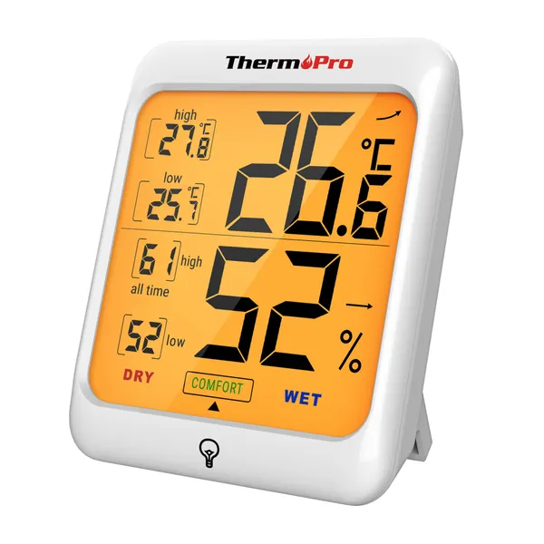 White_Tp53_Digital_Thermohygrometer,_Monitoring_Room_Temperature_And_Humidity_With_Backlight