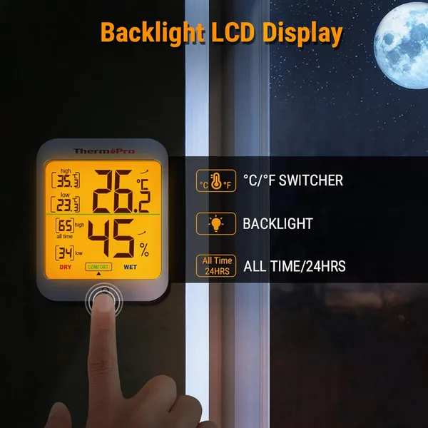 White_Tp53_Digital_Thermohygrometer,_Monitoring_Room_Temperature_And_Humidity_With_Backlight