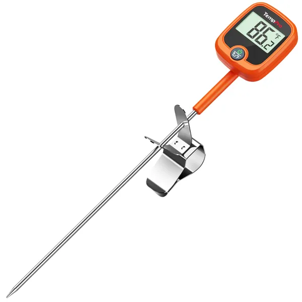 Orange_Plastic,_Stainless_Steel_Tp509_Candy_&_Meat_Analog_Thermometer_With_Lcd,_Pot_Clip_For_Deep_Frying,_Syrup_&_Sugar_Making