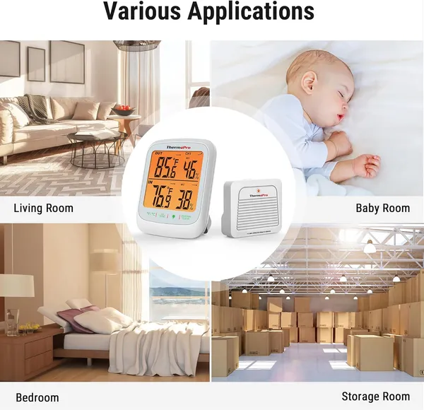 White_TP260B_Indoor_Outdoor_Thermometer_Wireless_1000ft/300m_Range,_Pro_Accuracy_Digital_Hygrometer_Humidity_Meter_with_Remote_Temperature_Sensor,_Inside_Outside_Thermometer_for_Home_Patio_Room