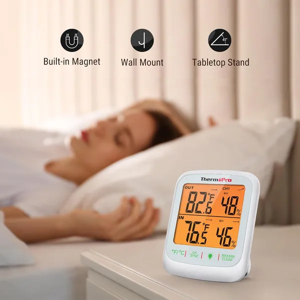 White_TP260B_Indoor_Outdoor_Thermometer_Wireless_1000ft/300m_Range,_Pro_Accuracy_Digital_Hygrometer_Humidity_Meter_with_Remote_Temperature_Sensor,_Inside_Outside_Thermometer_for_Home_Patio_Room