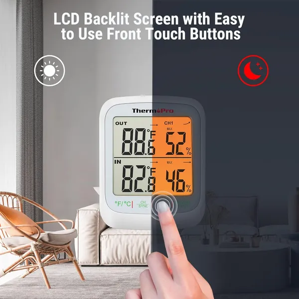 White_TP260B_Indoor_Outdoor_Thermometer_Wireless_1000ft/300m_Range,_Pro_Accuracy_Digital_Hygrometer_Humidity_Meter_with_Remote_Temperature_Sensor,_Inside_Outside_Thermometer_for_Home_Patio_Room
