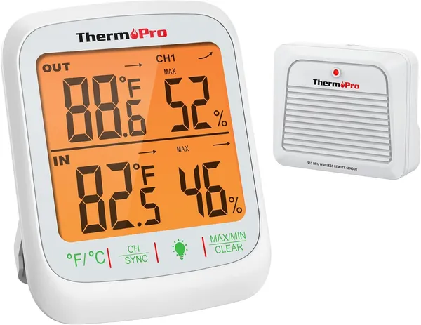 White_TP260B_Indoor_Outdoor_Thermometer_Wireless_1000ft/300m_Range,_Pro_Accuracy_Digital_Hygrometer_Humidity_Meter_with_Remote_Temperature_Sensor,_Inside_Outside_Thermometer_for_Home_Patio_Room