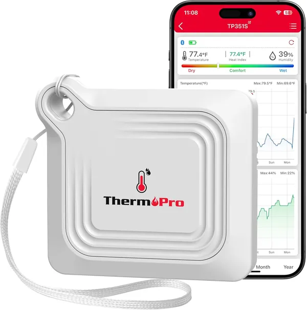 ThermoPro_TP351_Bluetooth_Hygrometer_Thermometer_for_House,_80M_Temperature_and_Humidity_Monitor,_Remote_App_Control_Humidity_Temperature_Sensor,_2-Year_Data_Storage_Export_for_Greenhouse_Room_Home