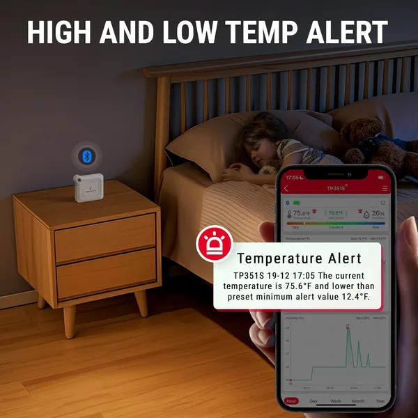 ThermoPro_TP351_Bluetooth_Hygrometer_Thermometer_for_House,_80M_Temperature_and_Humidity_Monitor,_Remote_App_Control_Humidity_Temperature_Sensor,_2-Year_Data_Storage_Export_for_Greenhouse_Room_Home