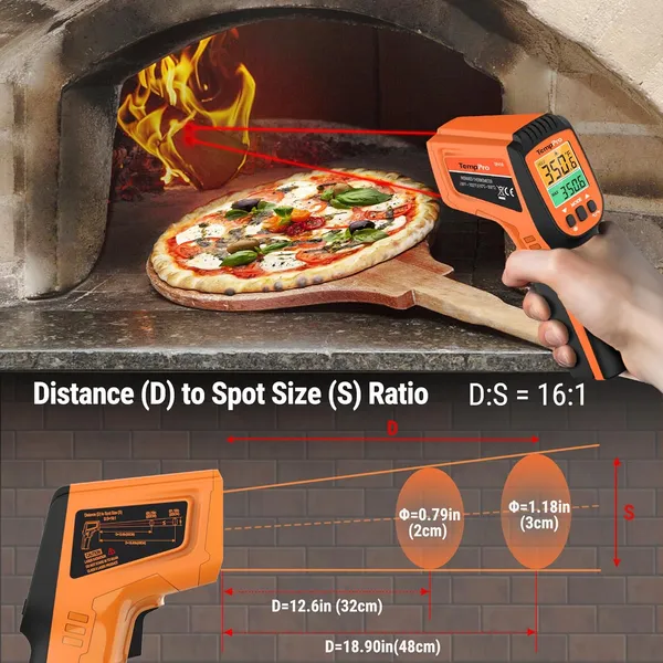 ThermoPro_TP450_Dual_Laser_Temperature_Gun_for_Cooking,_Digital_Infrared_Thermometer_for_Pizza_Oven_Grill,_Laser_Thermometer_Gun_with_Adjustable_Emissivity_Temp_Gun_-50_to_550_Deg_C_(Not_for_Human)