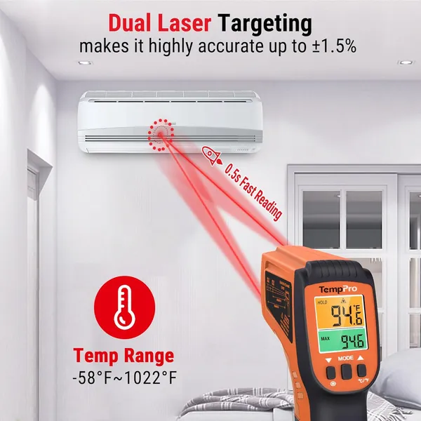 ThermoPro_TP450_Dual_Laser_Temperature_Gun_for_Cooking,_Digital_Infrared_Thermometer_for_Pizza_Oven_Grill,_Laser_Thermometer_Gun_with_Adjustable_Emissivity_Temp_Gun_-50_to_550_Deg_C_(Not_for_Human)