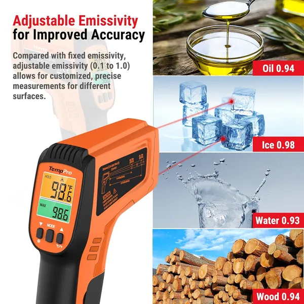 ThermoPro_TP450_Dual_Laser_Temperature_Gun_for_Cooking,_Digital_Infrared_Thermometer_for_Pizza_Oven_Grill,_Laser_Thermometer_Gun_with_Adjustable_Emissivity_Temp_Gun_-50_to_550_Deg_C_(Not_for_Human)