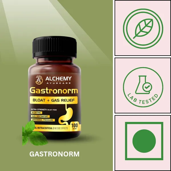 GASTRONORM_BY_ALCHEMY_AYURCARE_|_Gas_and_Bloating_Relief_Powder_Supplement,_Digestive_Support_I_Best_Solution_for_Indigestion_and_Gas_Problems_(Pack_of_250grams_granules)