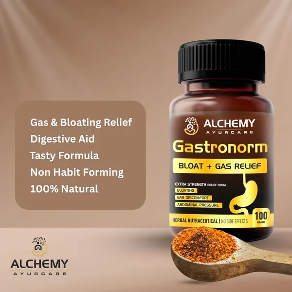 GASTRONORM_BY_ALCHEMY_AYURCARE_|_Gas_and_Bloating_Relief_Powder_Supplement,_Digestive_Support_I_Best_Solution_for_Indigestion_and_Gas_Problems_(Pack_of_250grams_granules)