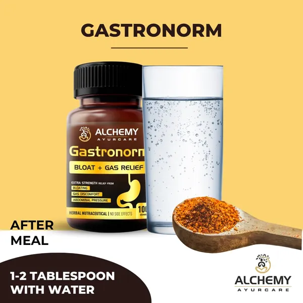 GASTRONORM_BY_ALCHEMY_AYURCARE_|_Gas_and_Bloating_Relief_Powder_Supplement,_Digestive_Support_I_Best_Solution_for_Indigestion_and_Gas_Problems_(Pack_of_250grams_granules)