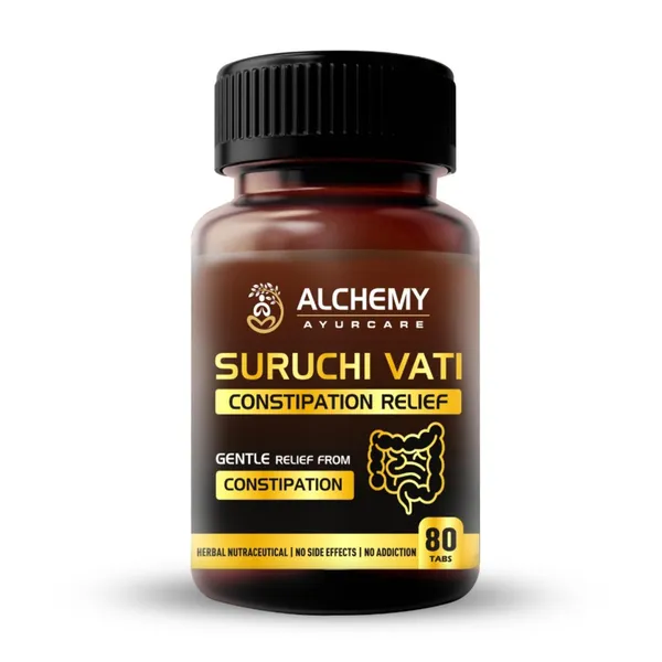 SURUCHI_VATI_BY_ALCHEMY_AYURCARE_for_Constipation_and_Indigestion_Relief,_Herbal_Supplement_for_Constipation._Effective_Solution_for_Cleaning_Intestine._80_Tablets_Pack
