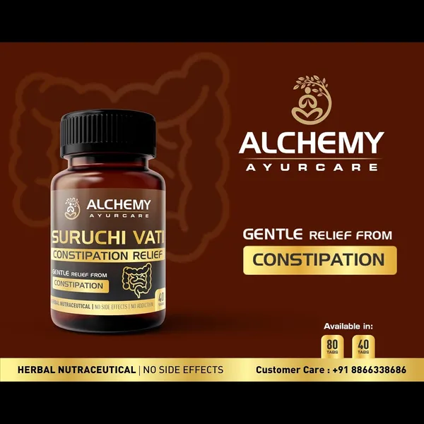 SURUCHI_VATI_BY_ALCHEMY_AYURCARE_for_Constipation_and_Indigestion_Relief,_Herbal_Supplement_for_Constipation._Effective_Solution_for_Cleaning_Intestine._80_Tablets_Pack