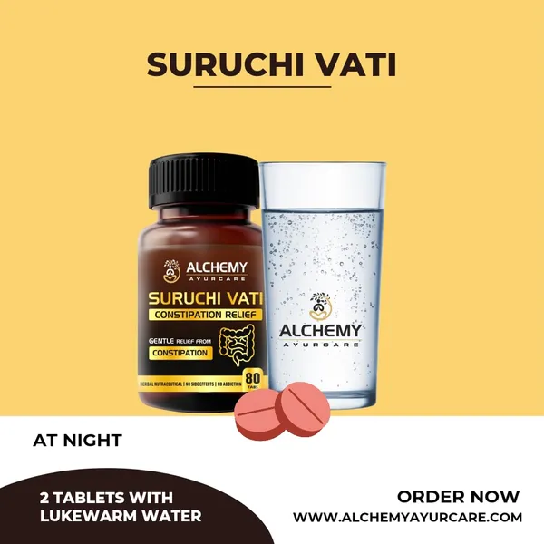 SURUCHI_VATI_BY_ALCHEMY_AYURCARE_for_Constipation_and_Indigestion_Relief,_Herbal_Supplement_for_Constipation._Effective_Solution_for_Cleaning_Intestine._80_Tablets_Pack