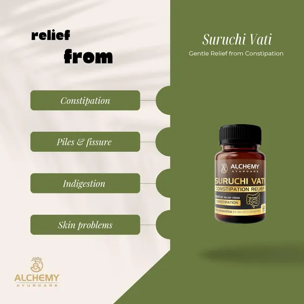 SURUCHI_VATI_BY_ALCHEMY_AYURCARE_for_Constipation_and_Indigestion_Relief,_Herbal_Supplement_for_Constipation._Effective_Solution_for_Cleaning_Intestine._80_Tablets_Pack
