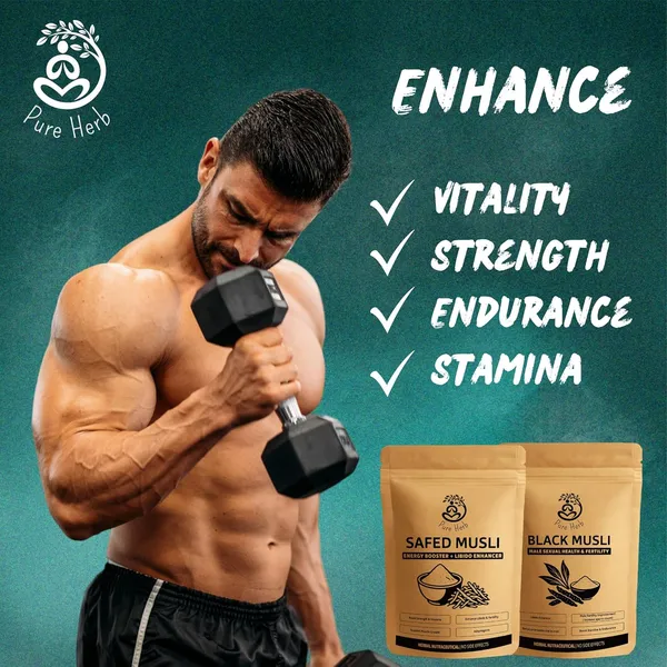 Pure_Herb_Premium_White_Musli_&_Black_Musli_Powder_Combo_Pack_by_Alchemy_Ayurcare_|_100%_Natural_(Chlorophytum_borivilianum_&_Curculigo_Orchioides)_|_Strength,_Stamina_&_Male_Fertility_Testosterone_Booster_|_Ayurvedic_Rejuvenator_&_Wellness_Support_(75g_Each)
