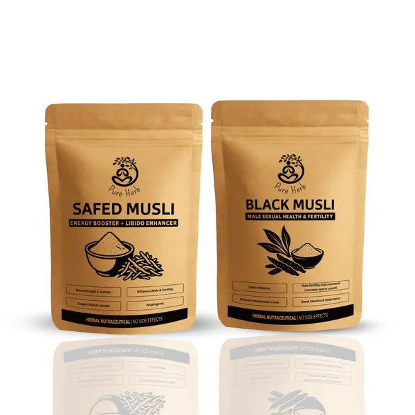 Pure_Herb_Premium_White_Musli_&_Black_Musli_Powder_Combo_Pack_by_Alchemy_Ayurcare_|_100%_Natural_(Chlorophytum_borivilianum_&_Curculigo_Orchioides)_|_Strength,_Stamina_&_Male_Fertility_Testosterone_Booster_|_Ayurvedic_Rejuvenator_&_Wellness_Support_(75g_Each)
