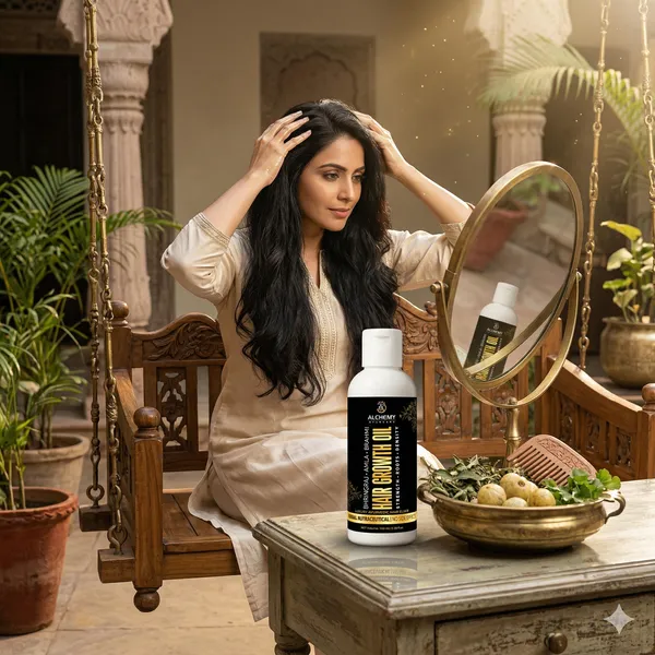 Hair_Growth_Oil_with_Bhringraj,_Amla_&_Brahmi_–_Natural_Ayurvedic_Hair_Oil_for_Men_&_Women_|_Supports_Thicker,_Stronger_Hair_&_Nourishes_Scalp_|_Raw_&_Herbal_|_No_Artificial_Fragrance_|_Alchemy_Ayurcare_100_ml
