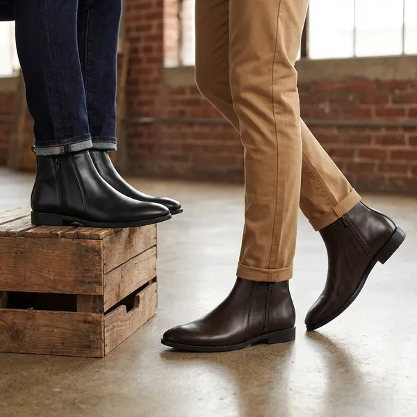 Black_And_Dark_Brown_Chelsea_Boots_Leather_With_Side_Zipper_Formal_And_Casual_Ankle_For_Men