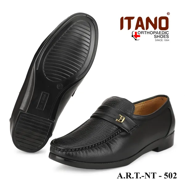 Black_Textured__Orthopaedic_Comfort_Loafers_With_Arch_Support_Model_For_Men