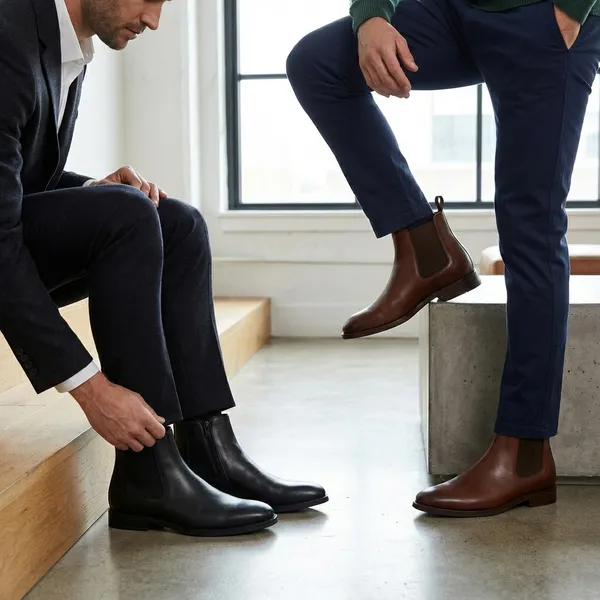 Black_And_Dark_Brown_Classic_Chelsea_Boots_Leather_Ankle_Boots_With_Elastic_Side_Panels_For_Men