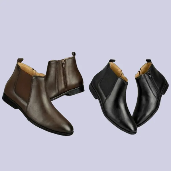 Black_And_Dark_Brown_Classic_Chelsea_Boots_Leather_Ankle_Boots_With_Elastic_Side_Panels_For_Men