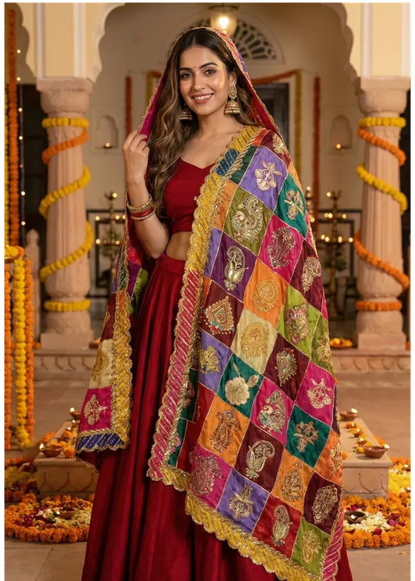 Multicolor_Chinon_Silk_Patchwork_Dupatta_With_Heavy_Sequin_Zari_Embroidery