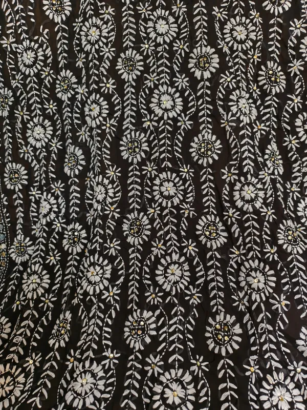 Black_Georgette_Dupatta_With_Dense_White_Thread_Embroidery_Heavy_Sequin_Border