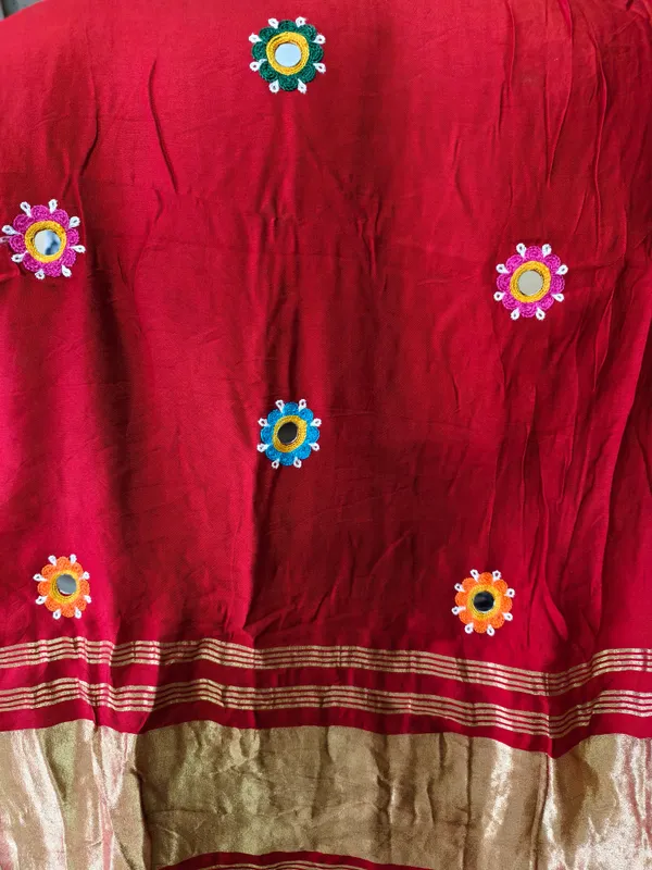 The_Sindoor_Edit_Red_Festive_Dupatta_With_Folk_Mirror_Embroidery