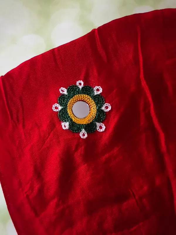 The_Sindoor_Edit_Red_Festive_Dupatta_With_Folk_Mirror_Embroidery
