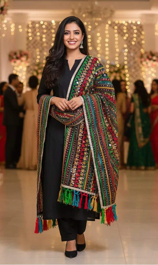 Traditional_Multicolor_Phulkari_Style_Dupatta_With_Mirror_Embellishments
