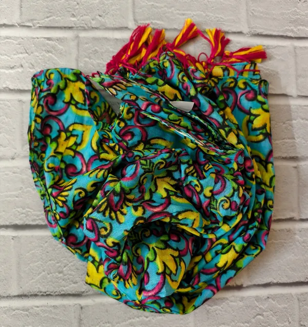 Turquoise_Boho_Pattern_Scarf_With_Handmade_Tassels