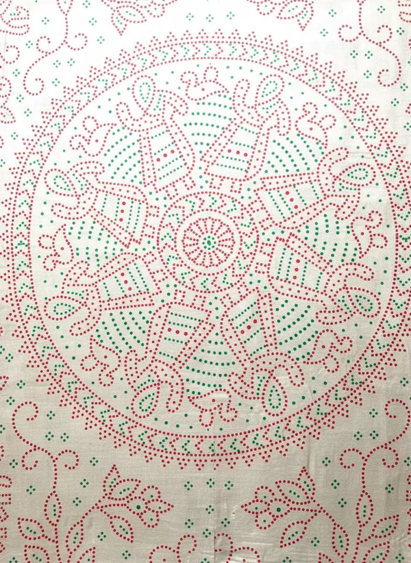 Cream_Bandhani_Printed_Dupatta_With_Traditional_Red_Green_Dot_Work