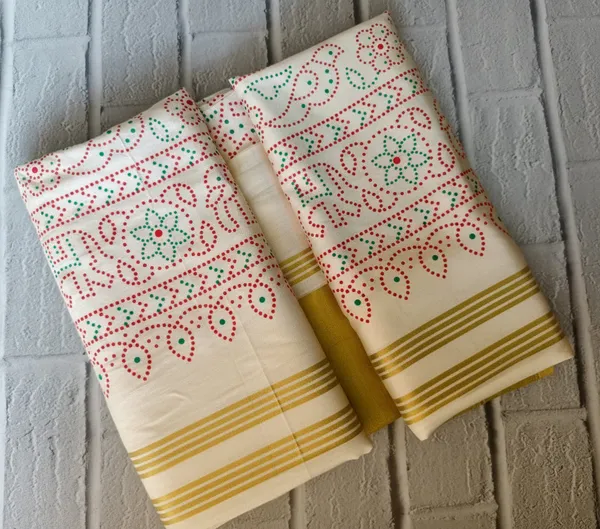 Cream_Bandhani_Printed_Dupatta_With_Traditional_Red_Green_Dot_Work